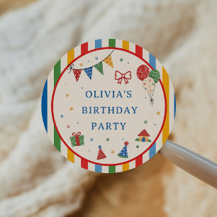 Colour Pop Birthday Party Classic Round Sticker