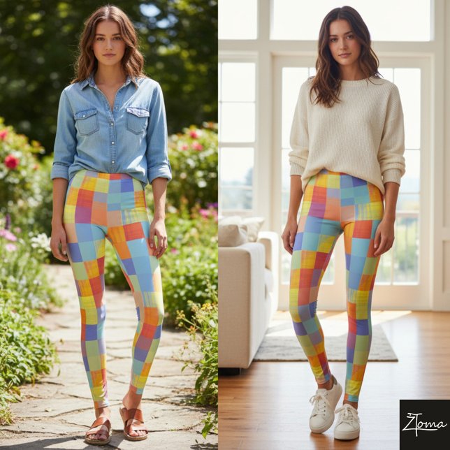 Colour Pop Chequerboard Leggings (Creator Uploaded)