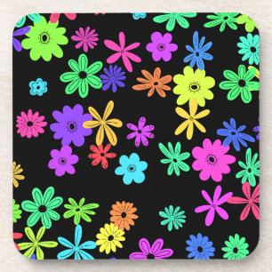 Colour Pop Cute Flowers Hard Plastic Coaster