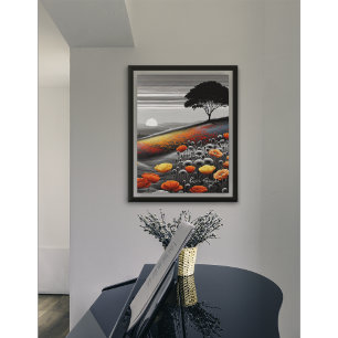 Colour-Pop Hillside at Sunset – Artistic Landscape Poster