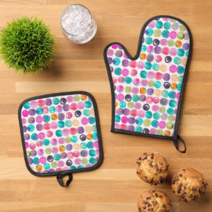 Colour Pop Oven Mitt – Fun Watercolor Kitchen & Pot Holder Set
