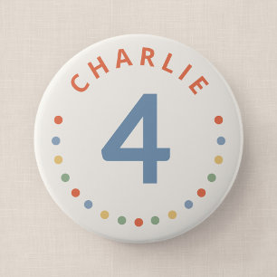 Colour Pop Party Big Birthday Age Badge with Name