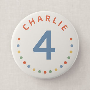 Colour Pop Party Big Birthday Age Badge with Name