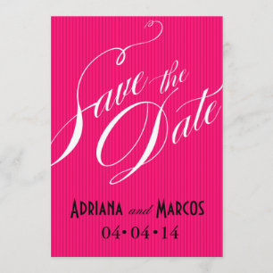 Colour Pop Pinstripe Signature Save Date fuschia Invitation