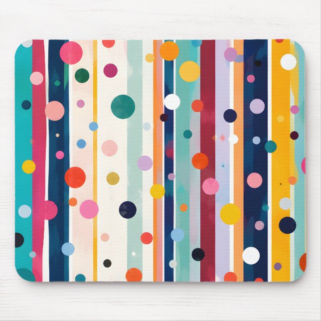 Colour Pop Polka Stripe Pattern Mouse Pad (Front)