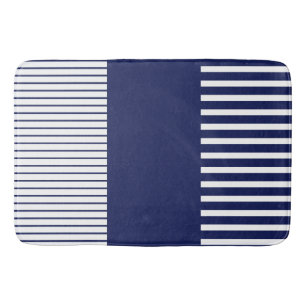 Colour Pop Stripes - Blue and White Bath Mat
