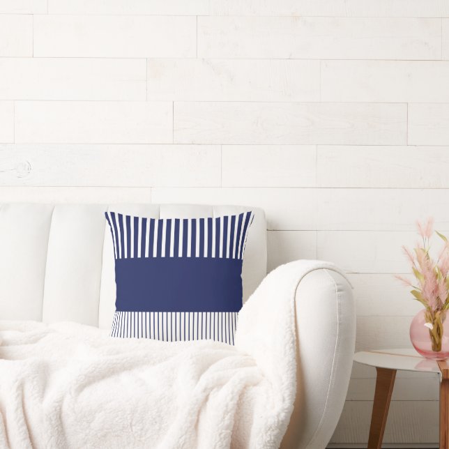 Colour Pop Stripes - Blue and White Cushion (Couch)