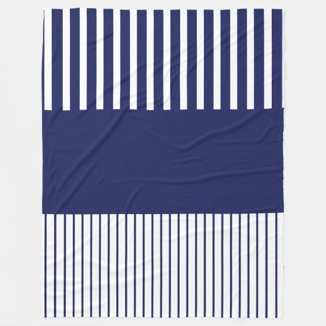 Colour Pop Stripes - Blue and White Fleece Blanket (Front)