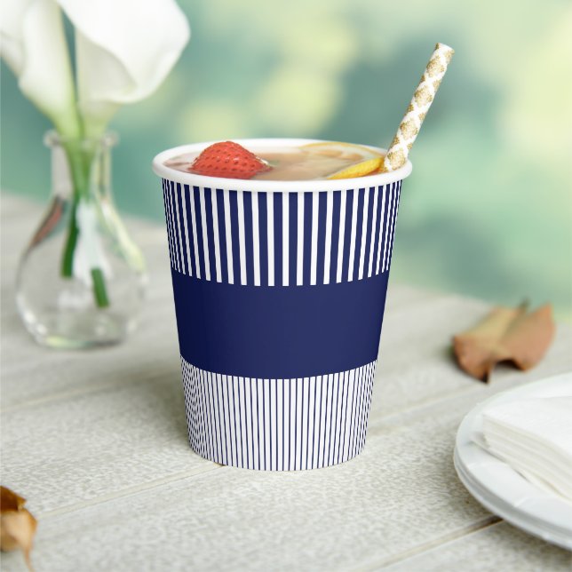 Colour Pop Stripes - Blue and White Paper Cups (Insitu)