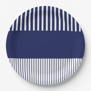 Colour Pop Stripes - Blue and White Paper Plate