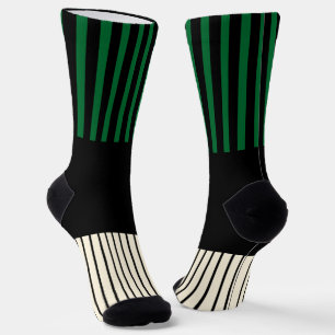 Colour Pop Stripes - Green, Cream and Black Socks