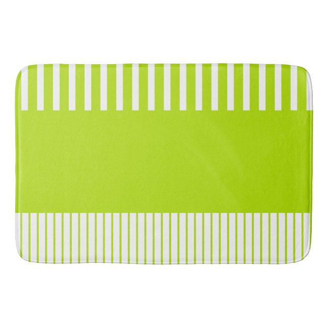 Colour Pop Stripes in Lime Green and White Bath Mat (Front)