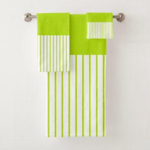 Colour Pop Stripes in Lime Green and White Bath Towel Set