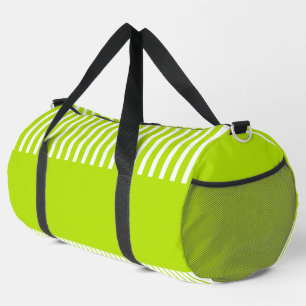 Colour Pop Stripes in Lime Green and White Duffle Bag