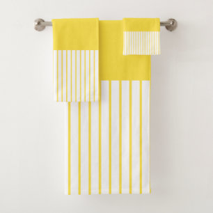 Colour Pop Stripes - Lemon Yellow and White Bath Towel Set