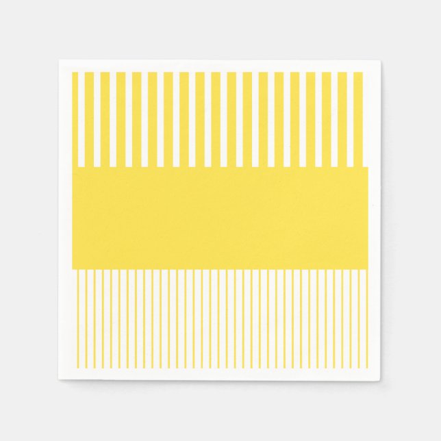 Colour Pop Stripes - Lemon Yellow and White Napkin (Front)