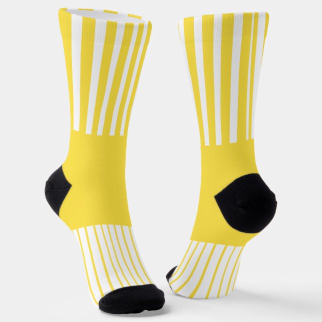 Colour Pop Stripes - Lemon Yellow and White Socks (Angled)
