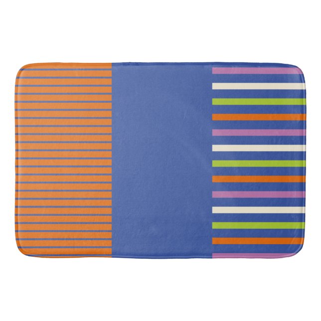 Colour Pop Stripes modern striped design Bath Mat (Front)