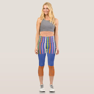 Colour Pop Stripes modern striped design Capri Leggings