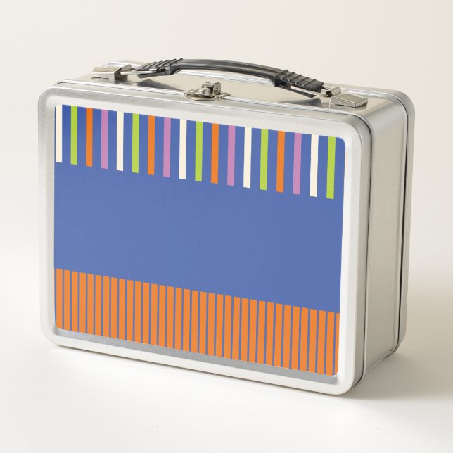 Colour Pop Stripes modern striped design Metal Lunch Box (Front)