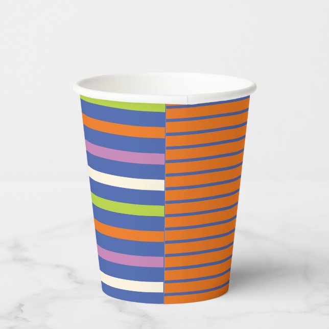 Colour Pop Stripes modern striped design Paper Cups (Right)