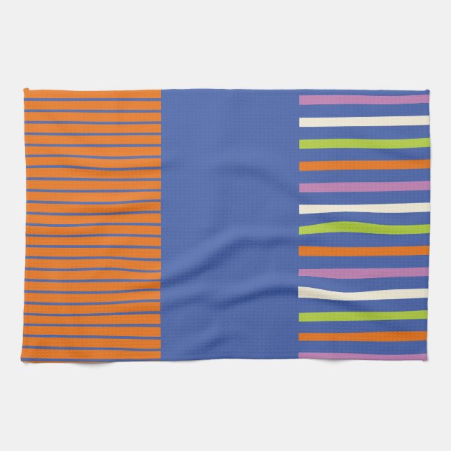 Colour Pop Stripes modern striped design Tea Towel (Horizontal)