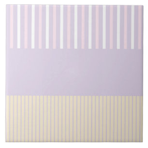 Colour Pop Stripes - Pastel Pink, Yellow & Purple Ceramic Tile