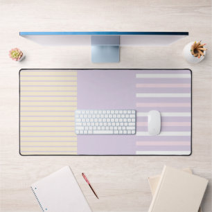 Colour Pop Stripes - Pastel Pink, Yellow & Purple Desk Mat