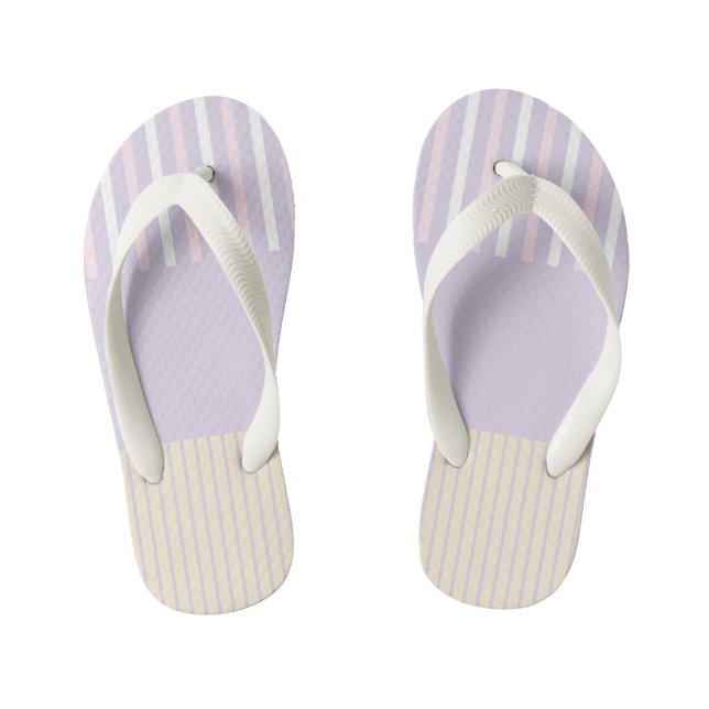 Colour Pop Stripes - Pastel Pink, Yellow & Purple Kid's Thongs (Footbed)