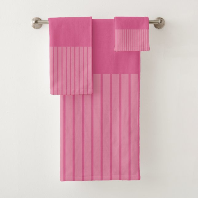 Colour Pop Stripes - Pink Bath Towel Set (Insitu)