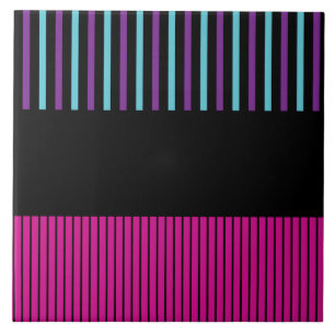 Colour Pop Stripes - Pink, Purple, Blue and Black Ceramic Tile
