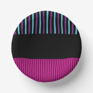 Colour Pop Stripes - Pink, Purple, Blue and Black Paper Plate