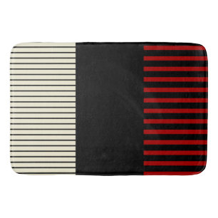 Colour Pop Stripes - Red & Cream Bath Mat