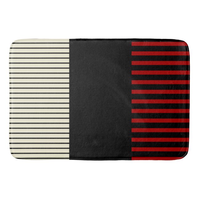 Colour Pop Stripes - Red & Cream Bath Mat (Front)