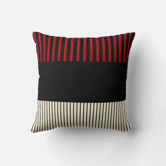 Colour Pop Stripes - Red & Cream Cushion (Back)