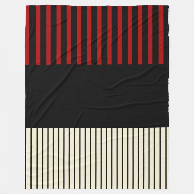 Colour Pop Stripes - Red & Cream Fleece Blanket (Front)