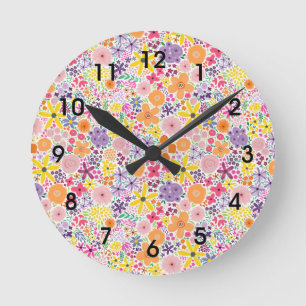 Colour Pop Wildflowers Round Clock
