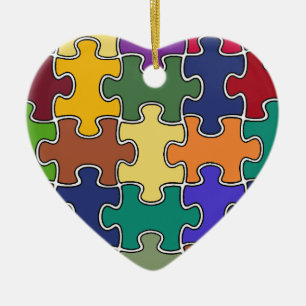 colour puzzle pieces ceramic ornament