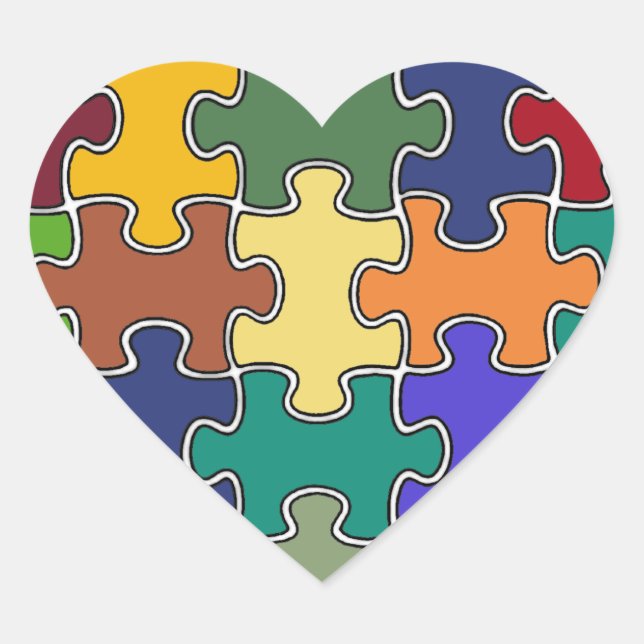colour puzzle pieces heart sticker (Front)