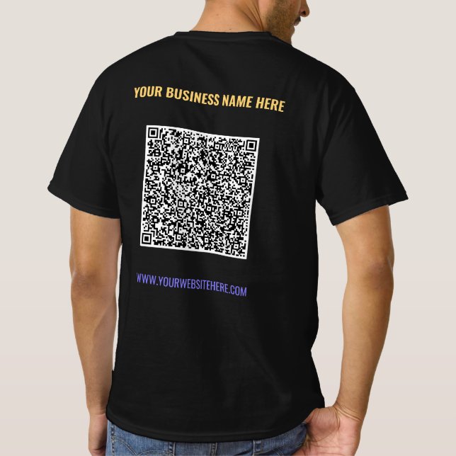 Colour QR Code and Text Business T-Shirt Template (Back)