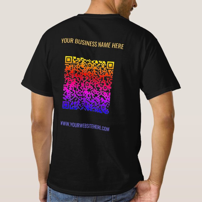 Colour QR Code Business T-Shirt with Custom Text (Back)