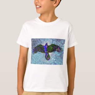 Colour Raven On Blue T-Shirt