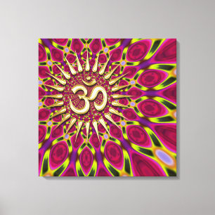 Colour Rays Gold Om Sign Psychedelic Canvas
