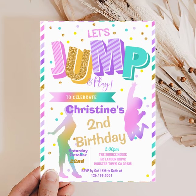  Colour Retro Jump and Play Birthday Invitation (Creator Uploaded)