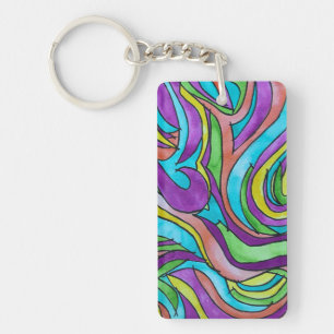 Colour Rhythm-Hand Painted Abstract Watercolor Art Key Ring