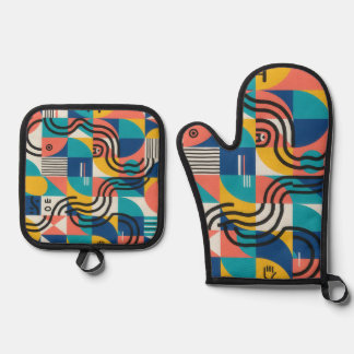 Colour Rhythm Oven Mitt & Pot Holder Set