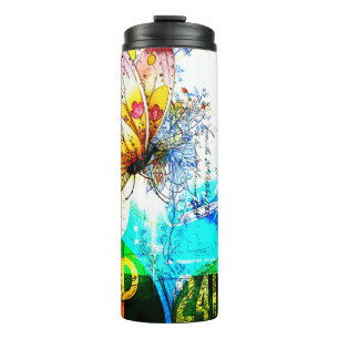 Colour Riot Retro Butterfly Collage Thermal Tumbler
