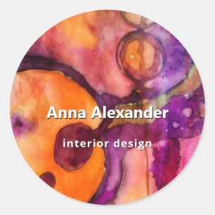 Colour Rising Abstract Watercolor Classic Round Sticker