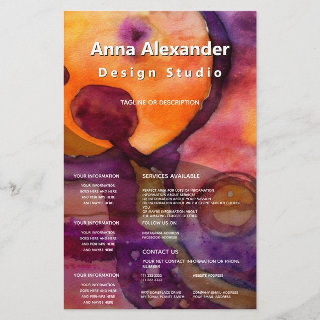 Colour Rising Abstract Watercolor Flyer (Front)