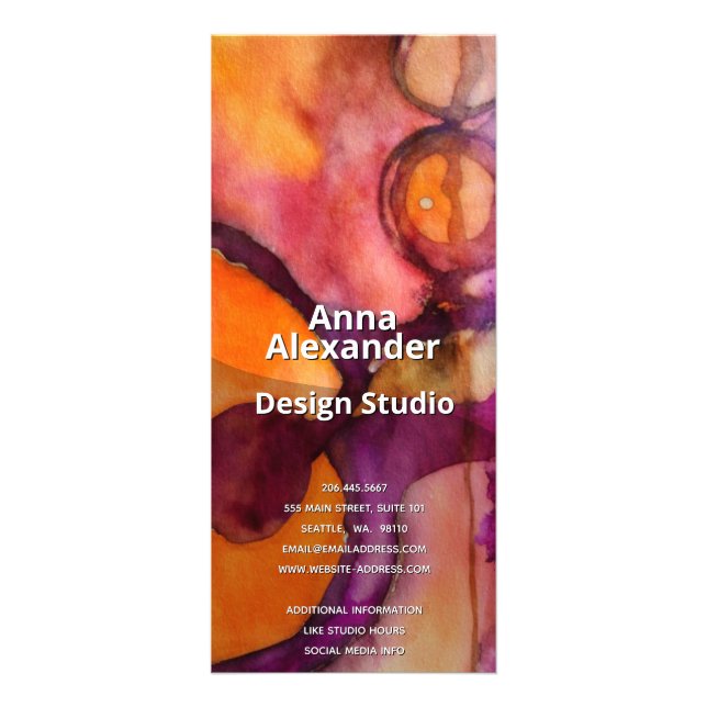 Colour Rising Abstract Watercolor Rack Card (Back)